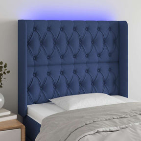Vidaxl hoofdbord led 103x16x118 128 cm stof blauw