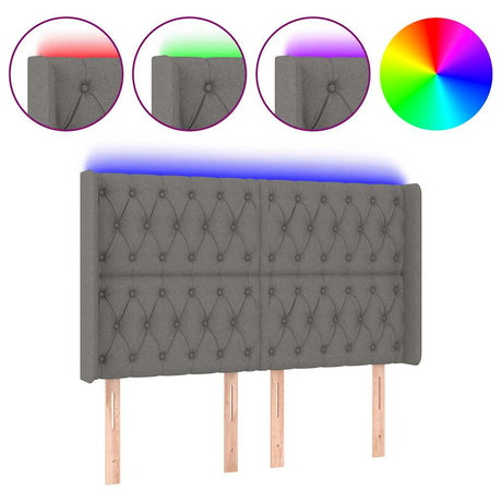 Vidaxl hoofdbord led 147x16x118 128 cm stof donkergrijs