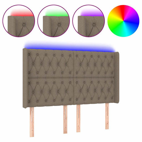 Vidaxl hoofdbord led 147x16x118 128 cm stof taupe