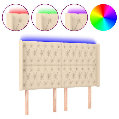 Vidaxl hoofdbord led 147x16x118 128 cm stof crèmekleurig