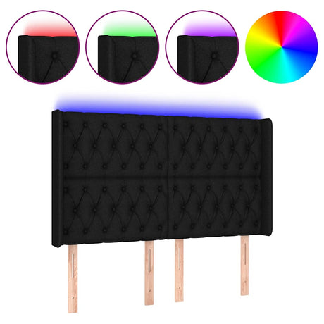Vidaxl hoofdbord led 163x16x118 128 cm stof zwart