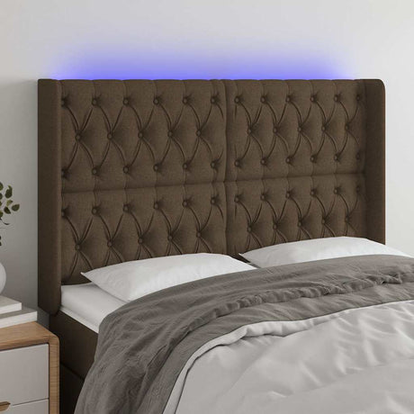 Vidaxl hoofdbord led 163x16x118 128 cm stof donkerbruin