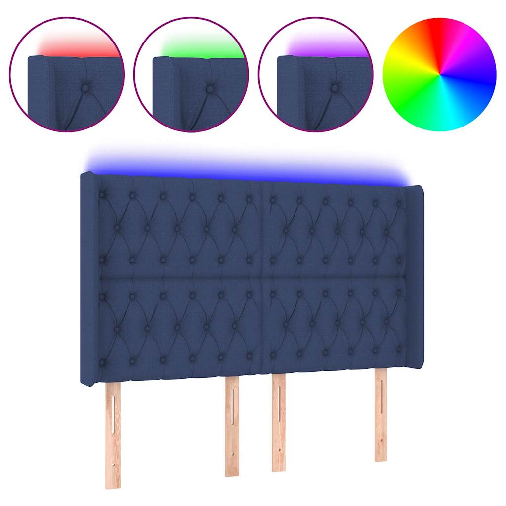 Vidaxl hoofdbord led 163x16x118 128 cm stof blauw
