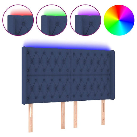 Vidaxl hoofdbord led 163x16x118 128 cm stof blauw