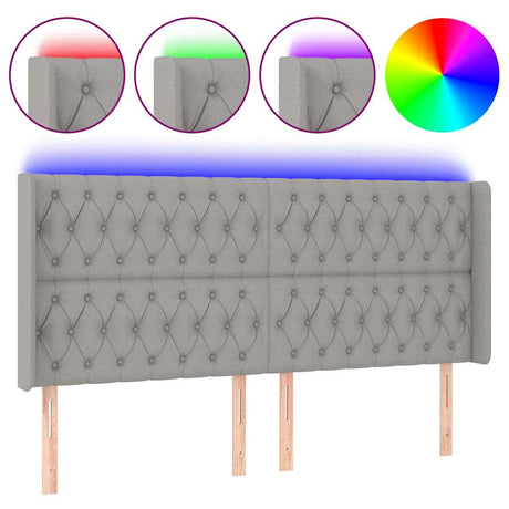 Vidaxl hoofdbord led 183x16x118 128 cm stof lichtgrijs