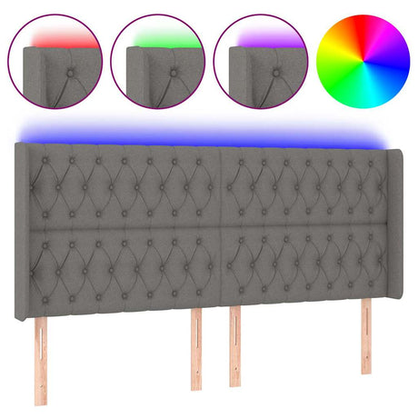 Vidaxl hoofdbord led 183x16x118 128 cm stof donkergrijs
