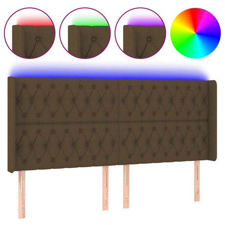 Vidaxl hoofdbord led 183x16x118 128 cm stof donkerbruin