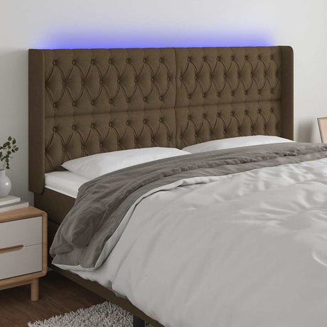 Vidaxl hoofdbord led 183x16x118 128 cm stof donkerbruin