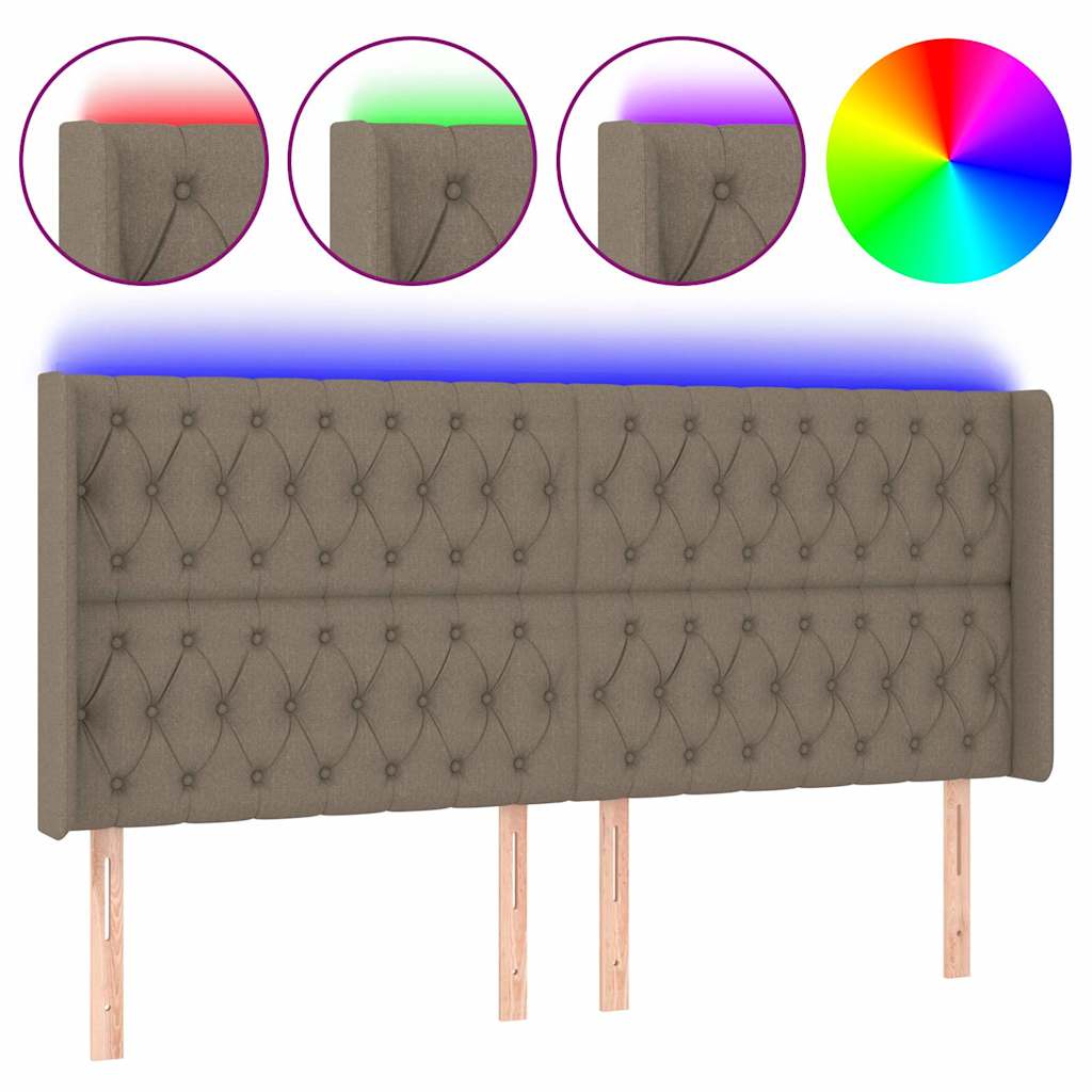 Vidaxl hoofdbord led 183x16x118 128 cm stof taupe