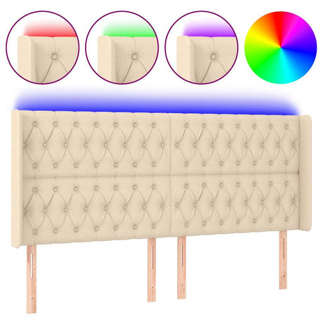 Vidaxl hoofdbord led 183x16x118 128 cm stof crèmekleurig