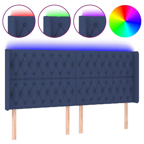 Vidaxl hoofdbord led 203x16x118 128 cm stof blauw