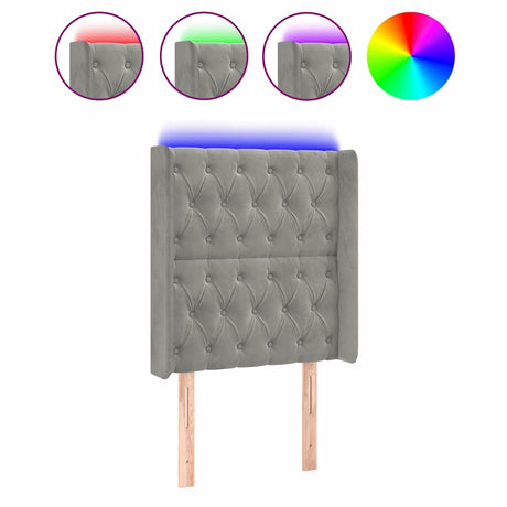 Vidaxl hoofdbord led 83x16x118 128 cm fluweel lichtgrijs