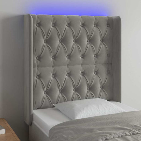 Vidaxl hoofdbord led 83x16x118 128 cm fluweel lichtgrijs