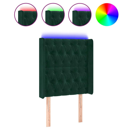 Vidaxl hoofdbord led 83x16x118 128 cm fluweel donkergroen