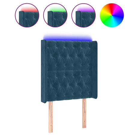 Vidaxl hoofdbord led 83x16x118 128 cm fluweel donkerblauw