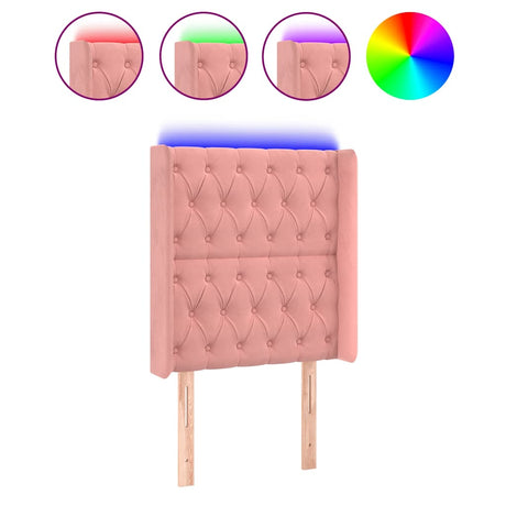 Vidaxl hoofdbord led 83x16x118 128 cm fluweel roze