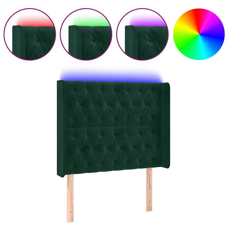 Vidaxl hoofdbord led 93x16x118 128 cm fluweel donkergroen