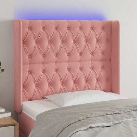 Vidaxl hoofdbord led 93x16x118 128 cm fluweel roze