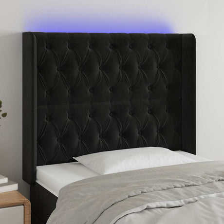 Vidaxl hoofdbord led 103x16x118 128 cm fluweel zwart