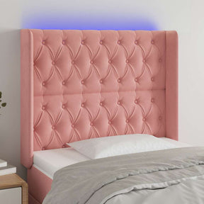 Vidaxl hoofdbord led 103x16x118 128 cm fluweel roze