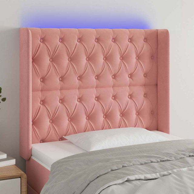 Vidaxl hoofdbord led 103x16x118 128 cm fluweel roze