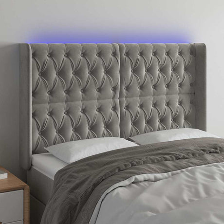 Vidaxl hoofdbord led 147x16x118 128 cm fluweel lichtgrijs