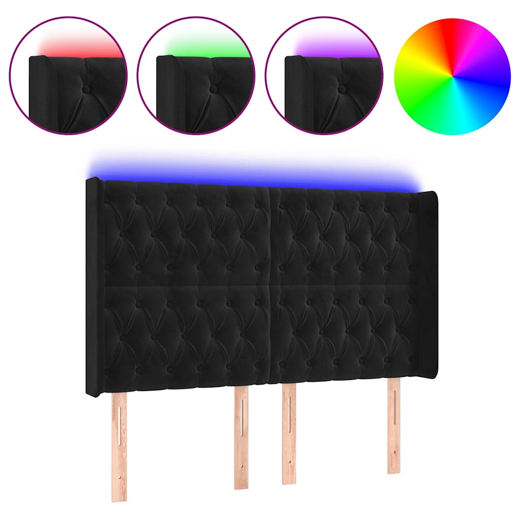 Vidaxl hoofdbord led 147x16x118 128 cm fluweel zwart