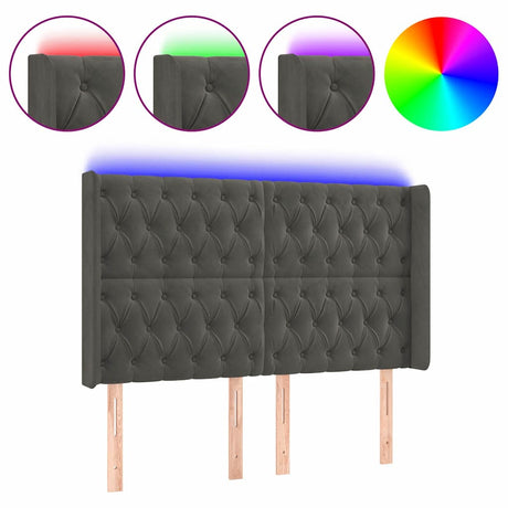 Vidaxl hoofdbord led 163x16x118 128 cm fluweel donkergrijs