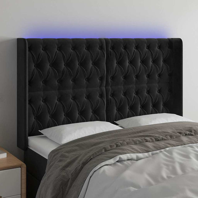 Vidaxl hoofdbord led 163x16x118 128 cm fluweel zwart