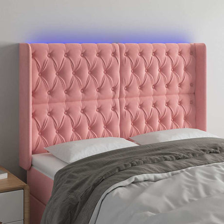Vidaxl hoofdbord led 163x16x118 128 cm fluweel roze
