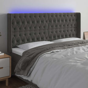 Vidaxl hoofdbord led 183x16x118 128 cm fluweel donkergrijs