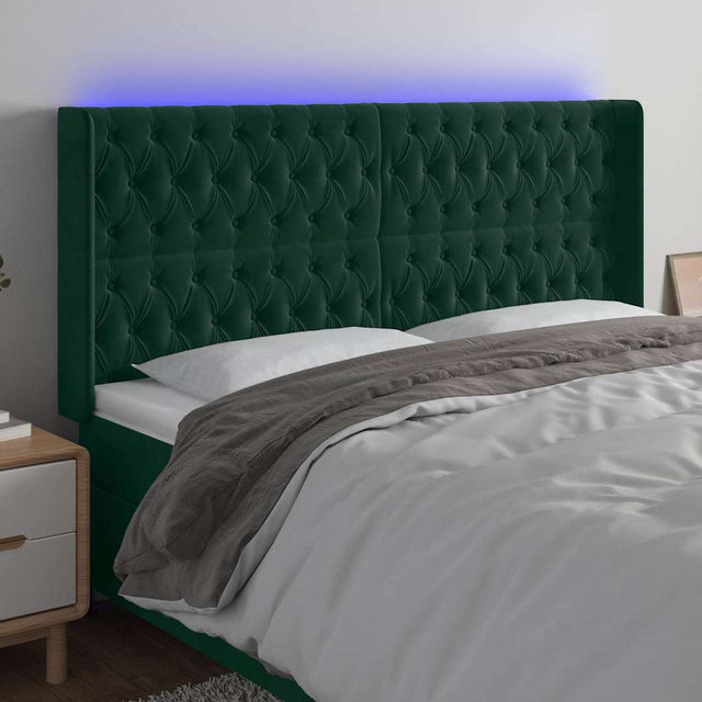Vidaxl hoofdbord led 183x16x118 128 cm fluweel donkergroen