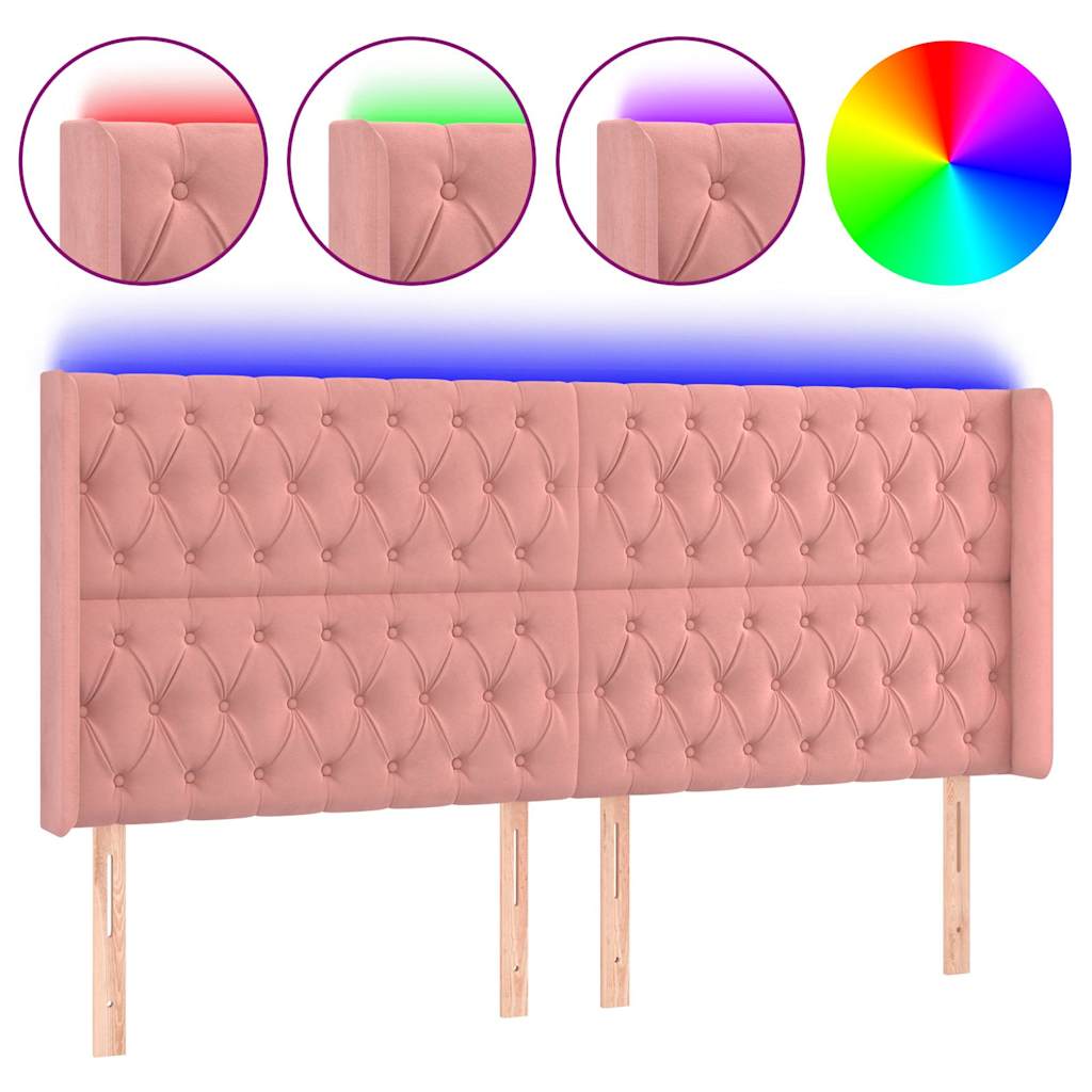 Vidaxl hoofdbord led 183x16x118 128 cm fluweel roze