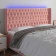 Vidaxl hoofdbord led 183x16x118 128 cm fluweel roze