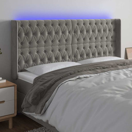 Vidaxl hoofdbord led 203x16x118 128 cm fluweel lichtgrijs