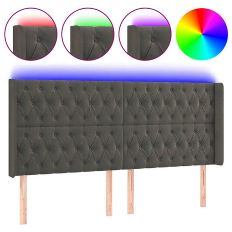 Vidaxl hoofdbord led 203x16x118 128 cm fluweel donkergrijs