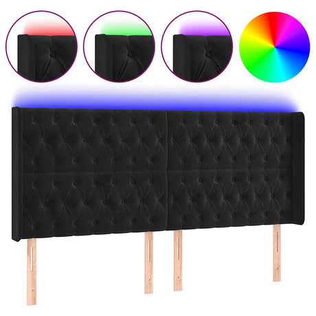 Vidaxl hoofdbord led 203x16x118 128 cm fluweel zwart