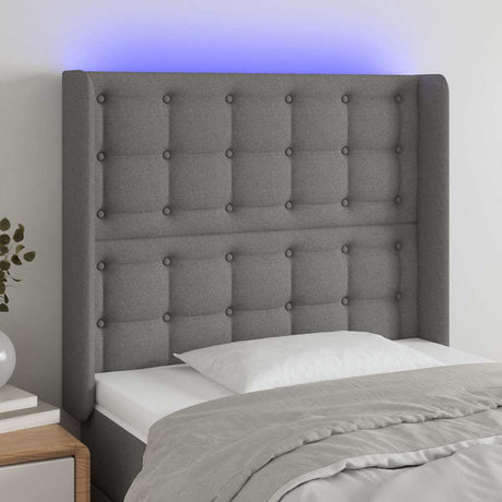 Vidaxl hoofdbord led 83x16x118 128 cm stof donkergrijs