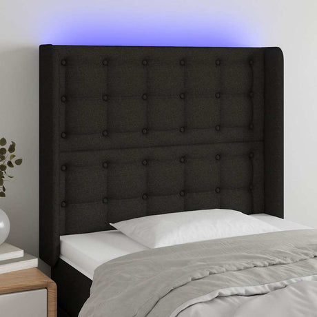 Vidaxl hoofdbord led 83x16x118 128 cm stof zwart