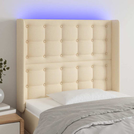 Vidaxl hoofdbord led 83x16x118 128 cm stof crèmekleurig