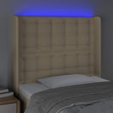 Vidaxl hoofdbord led 103x16x118 128 cm stof crèmekleurig