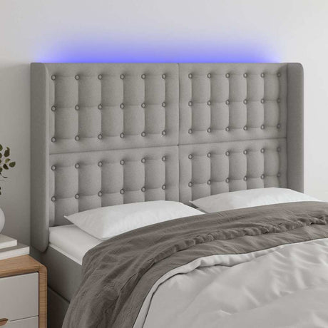 Vidaxl hoofdbord led 147x16x118 128 cm stof lichtgrijs