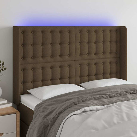 Vidaxl hoofdbord led 147x16x118 128 cm stof donkerbruin