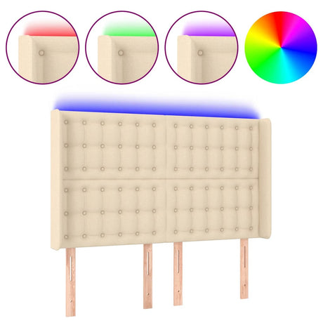 Vidaxl hoofdbord led 147x16x118 128 cm stof crèmekleurig