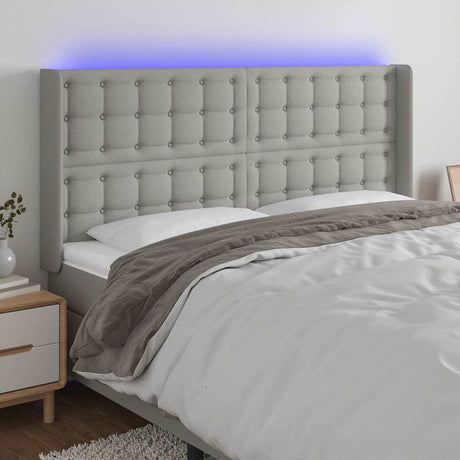 Vidaxl hoofdbord led 183x16x118 128 cm stof lichtgrijs