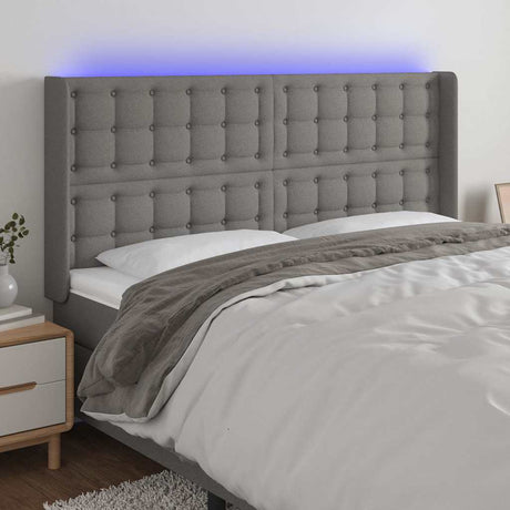 Vidaxl hoofdbord led 183x16x118 128 cm stof donkergrijs