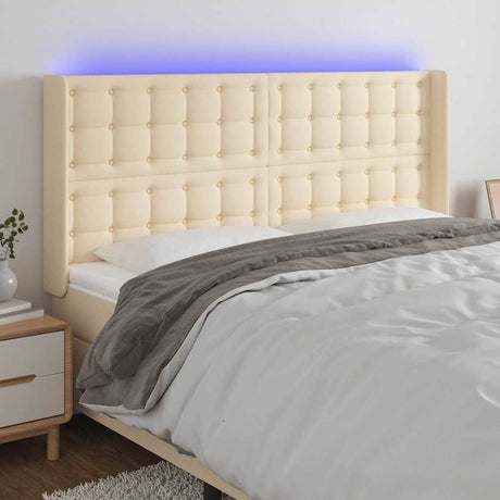 Vidaxl hoofdbord led 183x16x118 128 cm stof crèmekleurig