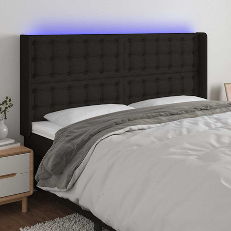 Vidaxl hoofdbord led 203x16x118 128 cm stof zwart