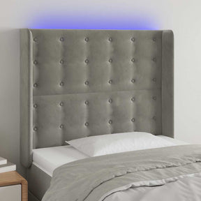 Vidaxl hoofdbord led 83x16x118 128 cm fluweel lichtgrijs