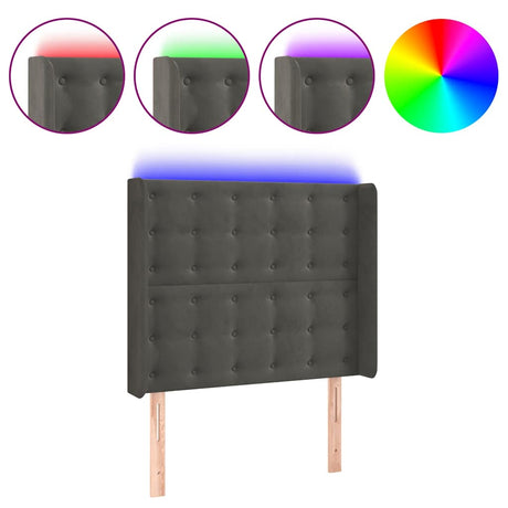 Vidaxl hoofdbord led 93x16x118 128 cm fluweel donkergrijs